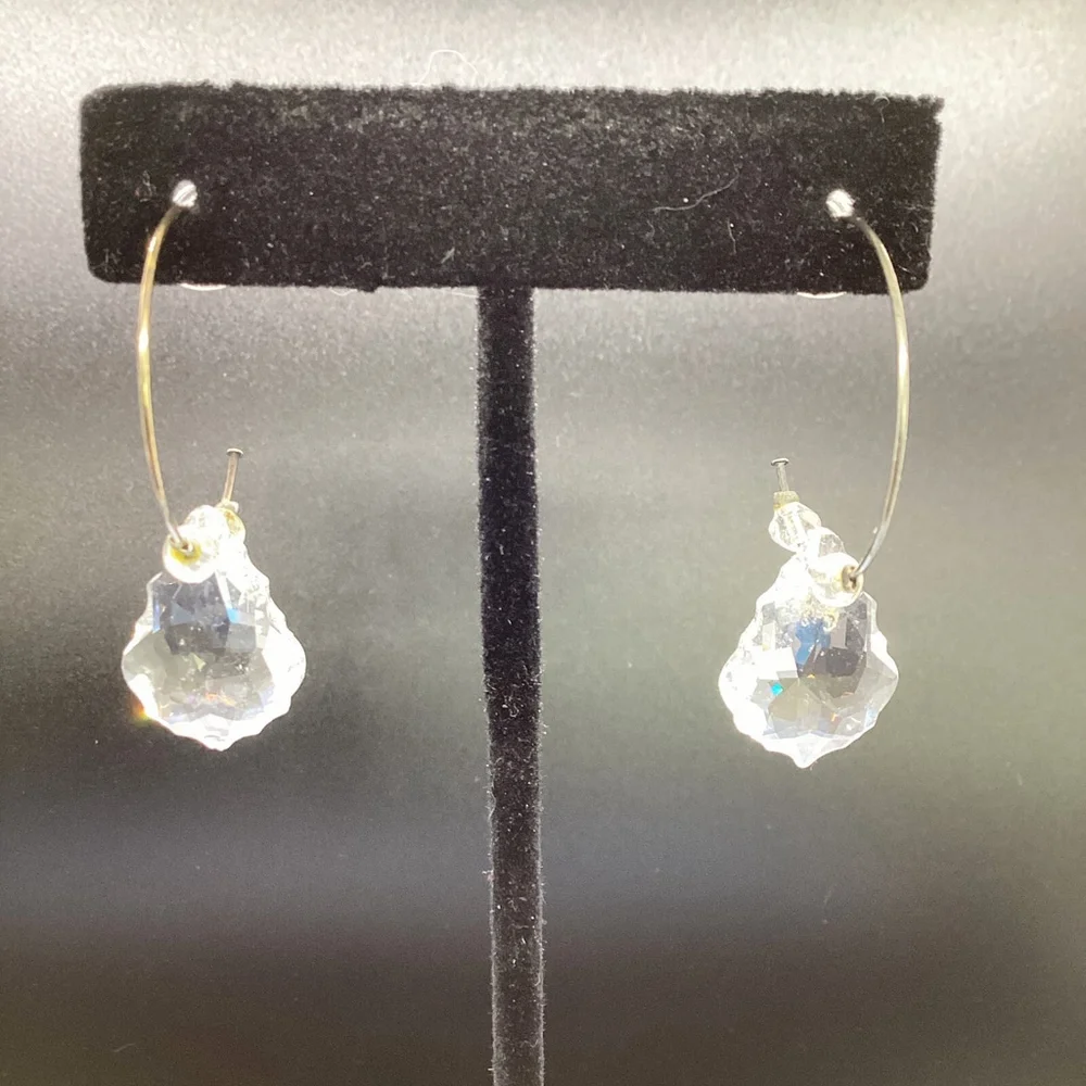 Half Hoop With Sparkly Crystal Pierced Earrings